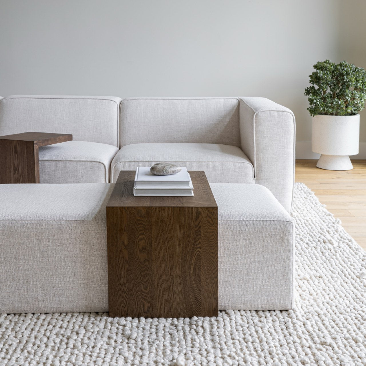 Forest Coffee Ottoman - Cream and Dark Brown