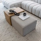 Forest Coffee Ottoman - Truffle Boucle and Blonde Oak