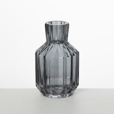 Smoked Grey Glass Vase 6.5"H