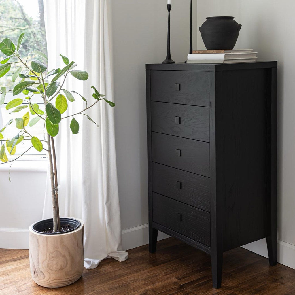 Hara 5 Drawer Tall Dresser - Black