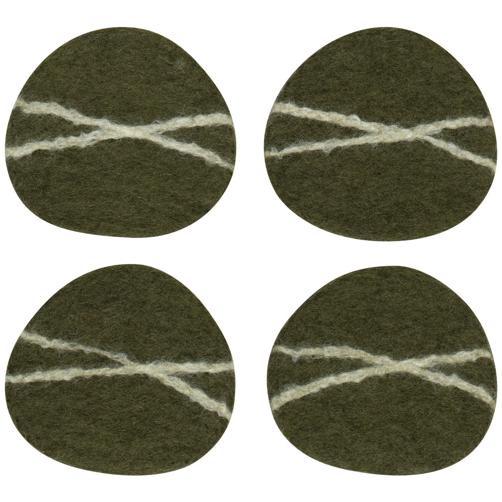 Olive Felted Wool Coasters