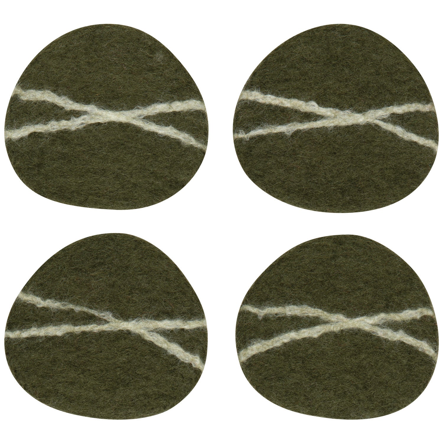 Olive Felted Wool Coasters