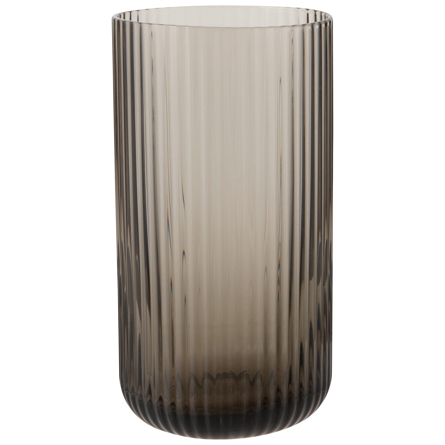 Fluted Glass 17 oz - Smoke Set of 4