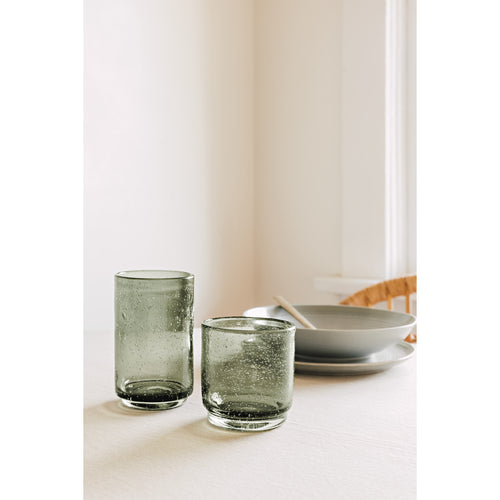 Bubbled Glass 12 oz - Agave Set of 4