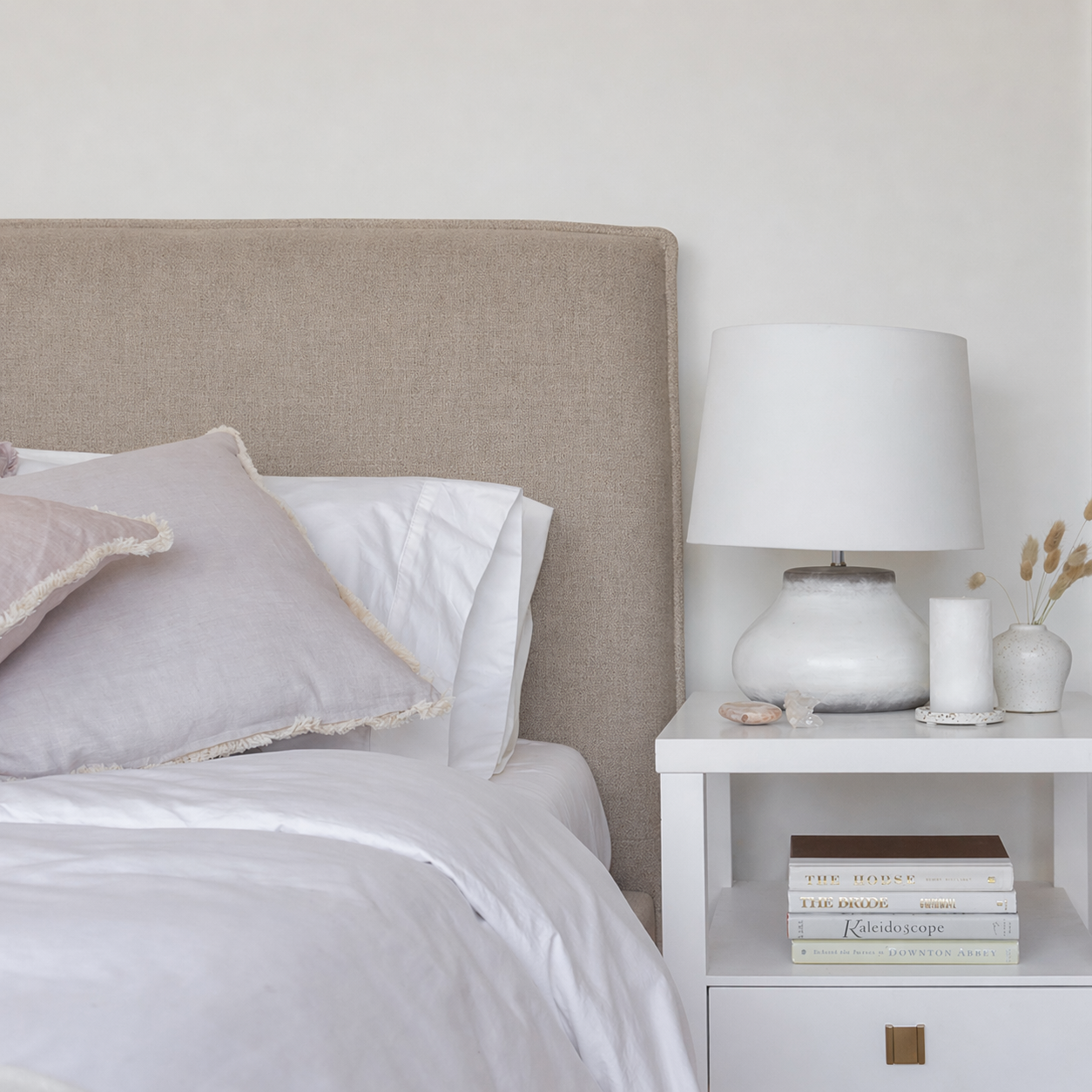 Julia King Bed - Light Fawn