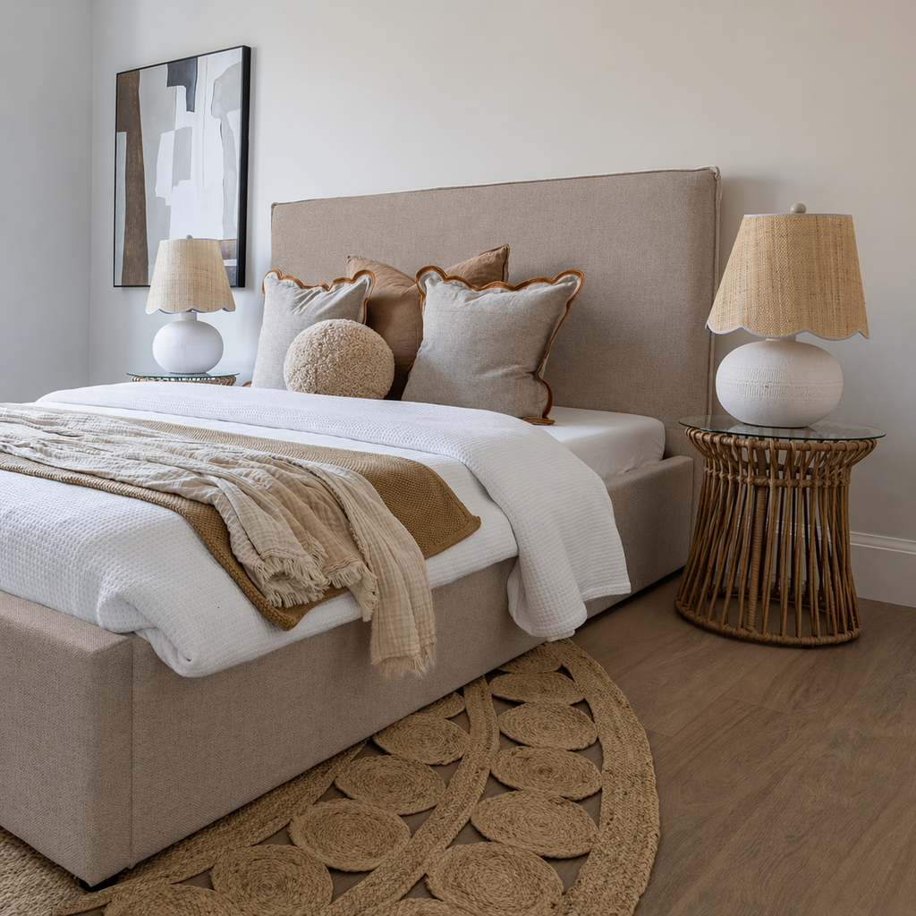 Julia King Bed - Light Fawn