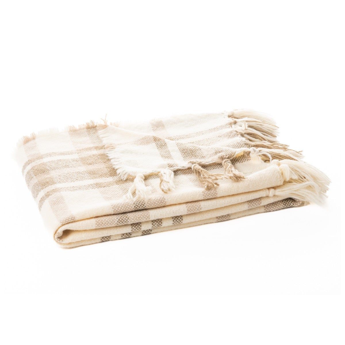 Cody Cream, Beige and Brown Plaid Throw