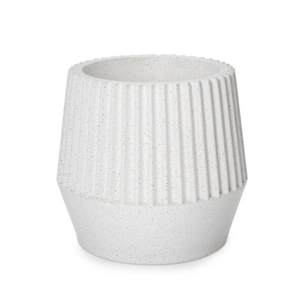 Rib 18" Granite White Indoor Planter