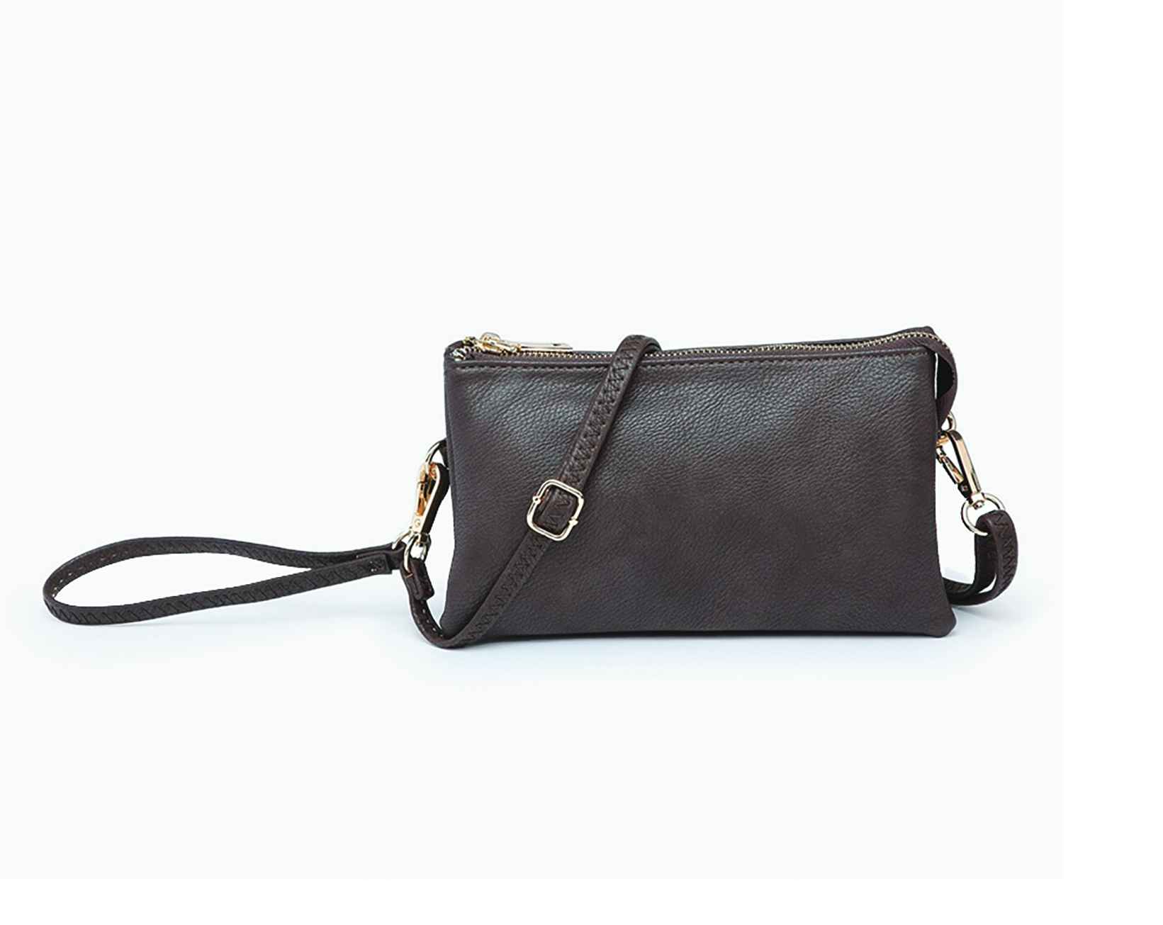 Riley Monogrammable 3 Compartment Crossbody/Wristlet in Coffee