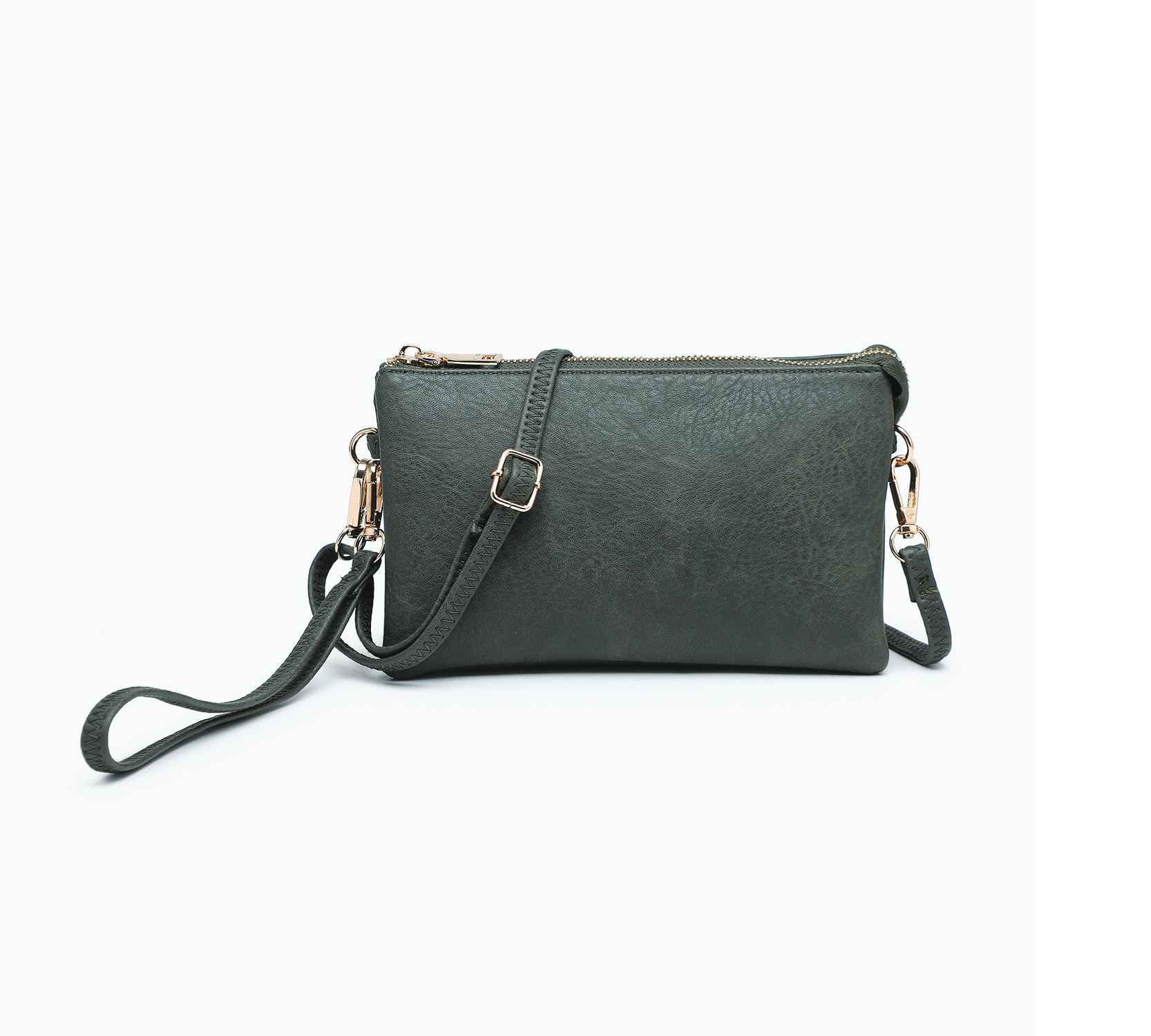 Riley Monogrammable 3 Compartment Crossbody/Wristlet in Dark Olive