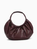 Lena Ruched Shoulder Bag w/ Round Handle in Merlot