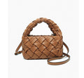 Moxie Heat Pressed Faux Woven Mini Crossbody Bag in Brown