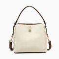 Allison Faux Suede Multi-Compartment Satchel in Off White/Brown