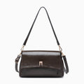 Bella Glossy Shoulder Bag w/ Push Lock in Chocolate