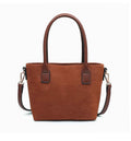 Liana Faux Suede Two-Tone Mini Tote in Brown