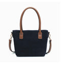 Liana Faux Suede Two-Tone Mini Tote in Navy/Brown