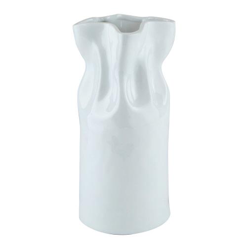 White Cinched Ceramic Vase