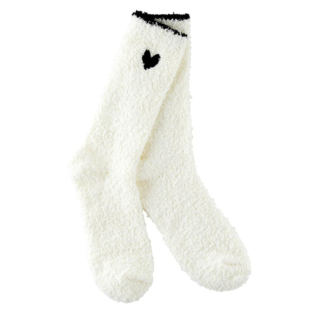 Cozy Adult Socks - Black Trim/Black Heart