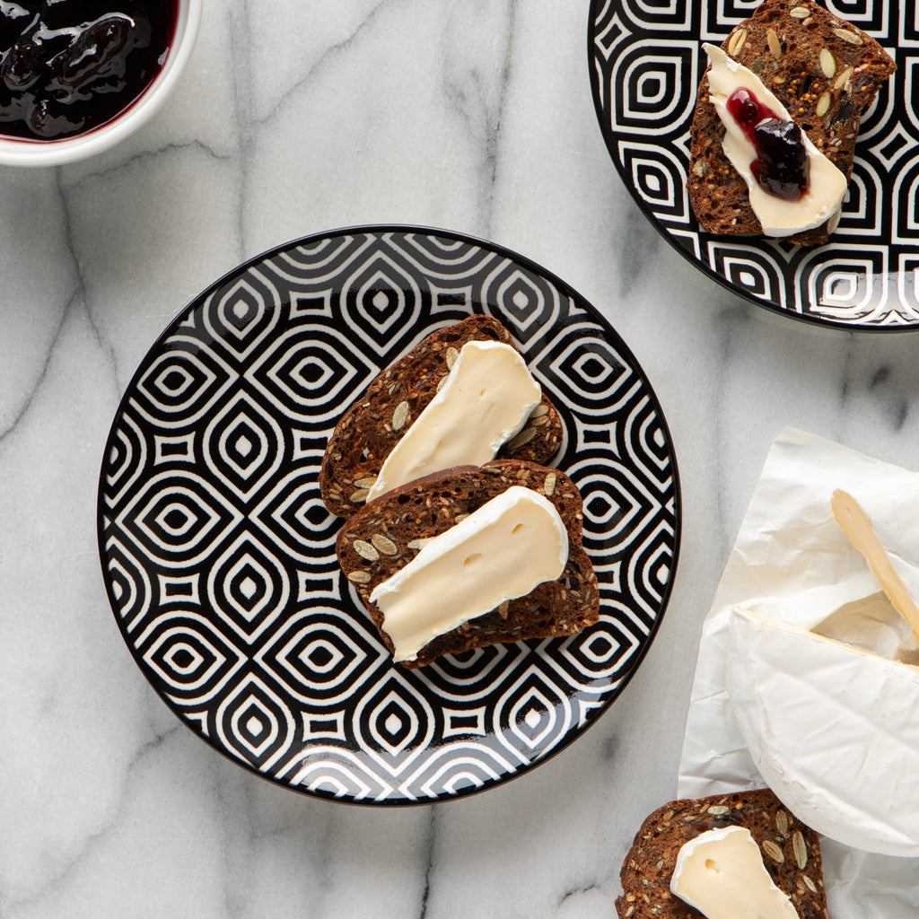 White Geo Stamped Appetizer Plate 6 inch