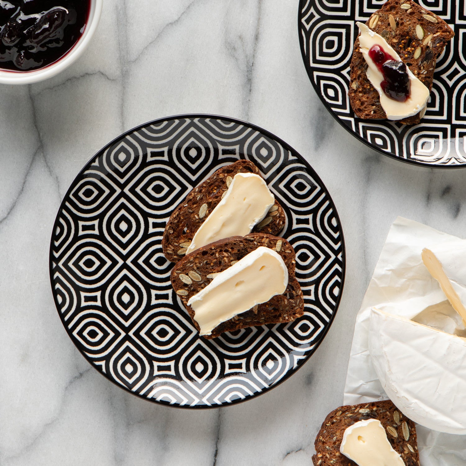 White Geo Stamped Appetizer Plate 6 inch