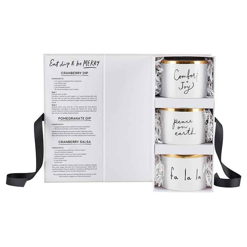 Gold Holiday Dip Bowls Book Box - Eat, Dip & Be Merry