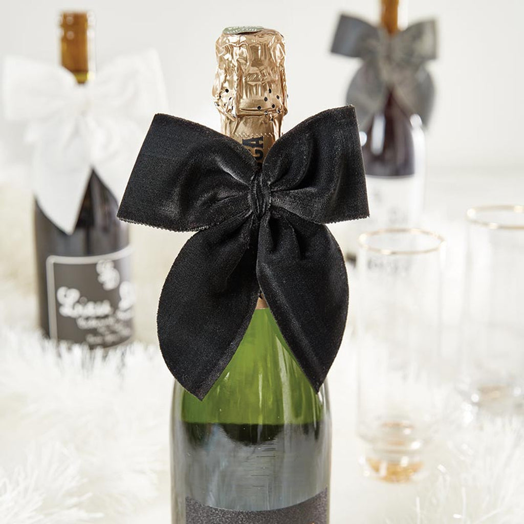 Velvet Wine Bottle Bow - Black