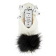Plush Slippers - Ivory + Black Pom Pom