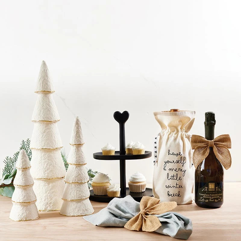 Paper-Mache Trees - Ivory - Set of 3