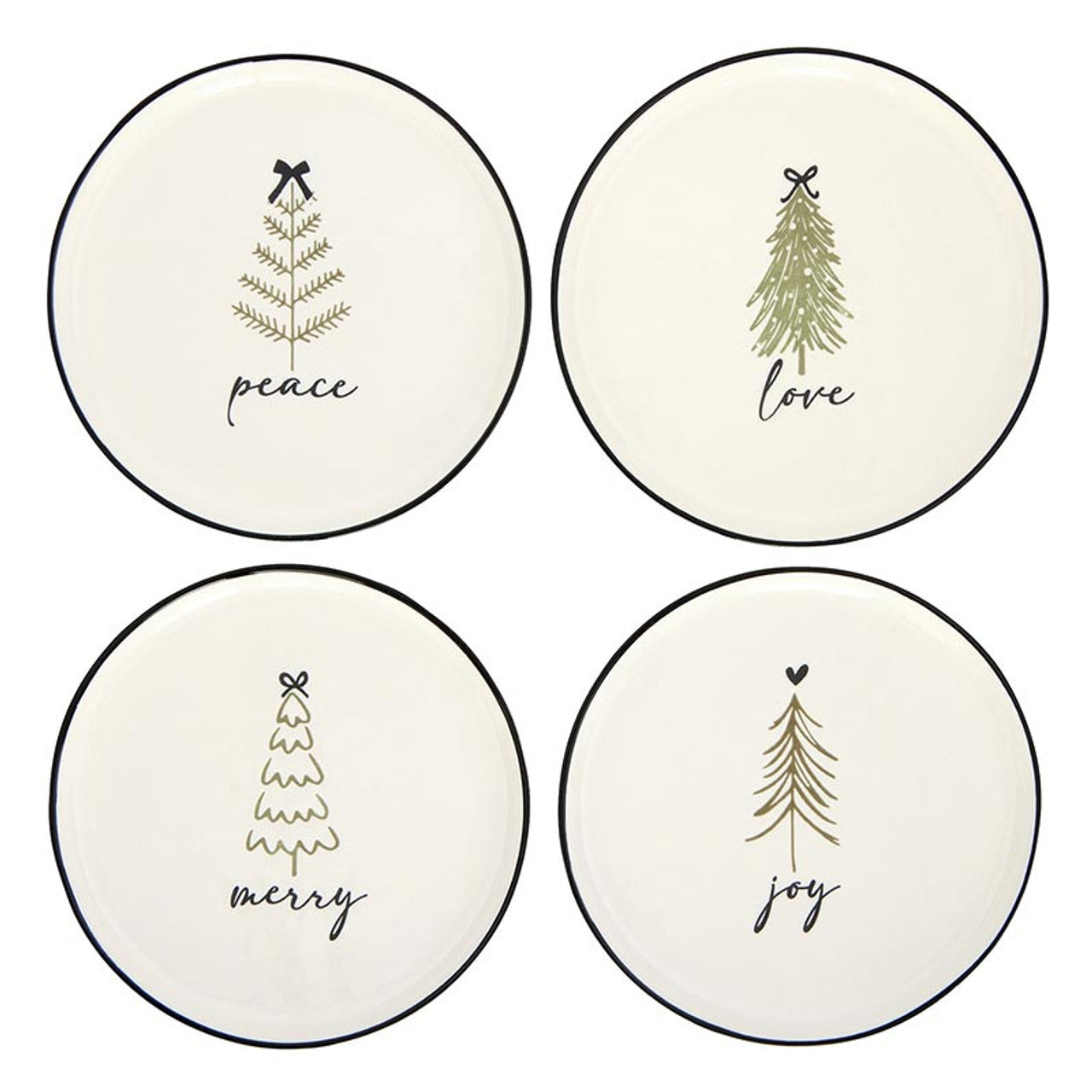 Ceramic Holiday Appetizer Plates - Set of 4