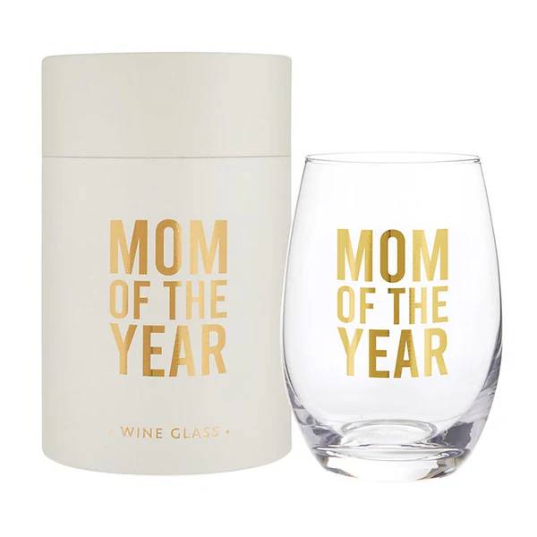 Mom of the Year Wine Glass Gift Set