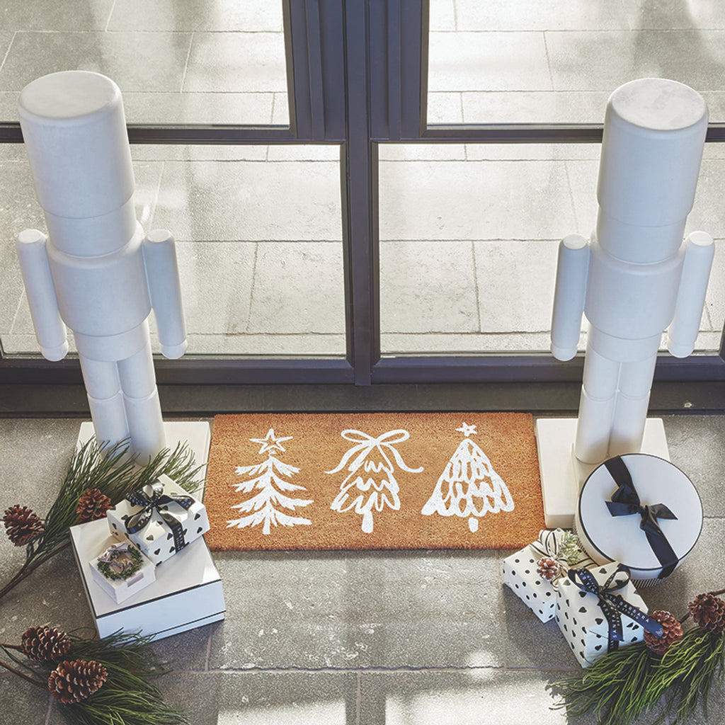 Coir Doormat - White Trees