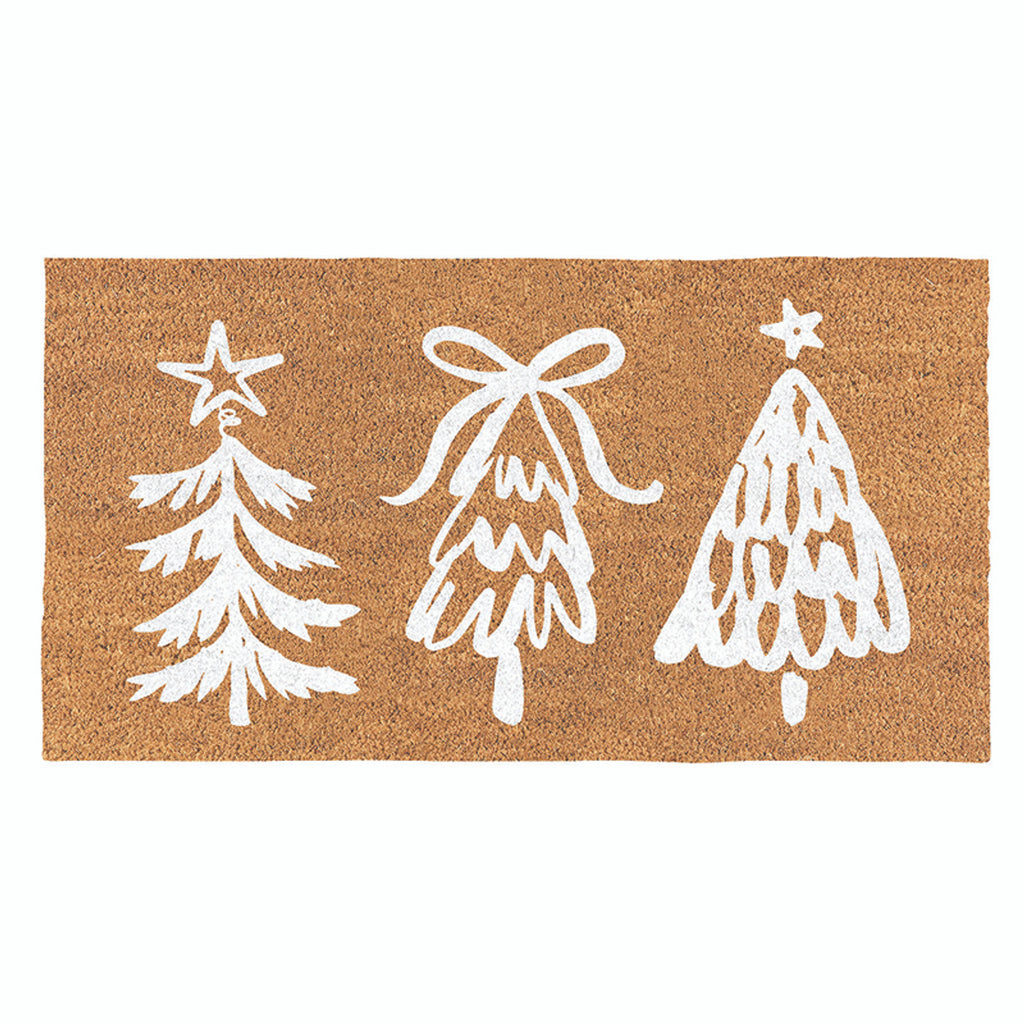 Coir Doormat - White Trees