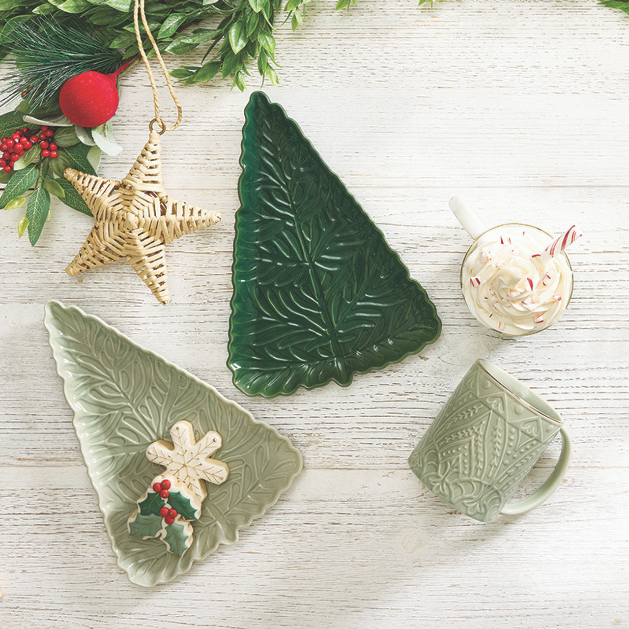 Stamped Tree Platter - Sage Mist