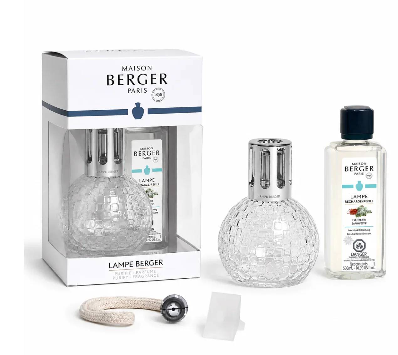Disco Clear Fragrance Lamp Gift Set with 250ml Festive Fir
