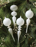 Finial Glass Ornament Set - White - Large