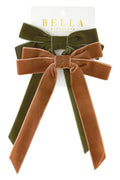 Velvet Hair Bows - Green/Brown