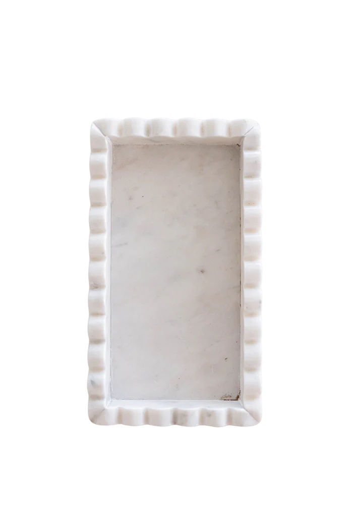 White Marble Scalloped Bridge Tray
