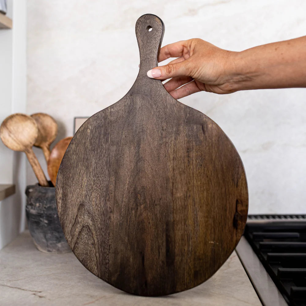 Wooden Earthy Platter 12"D with Handle