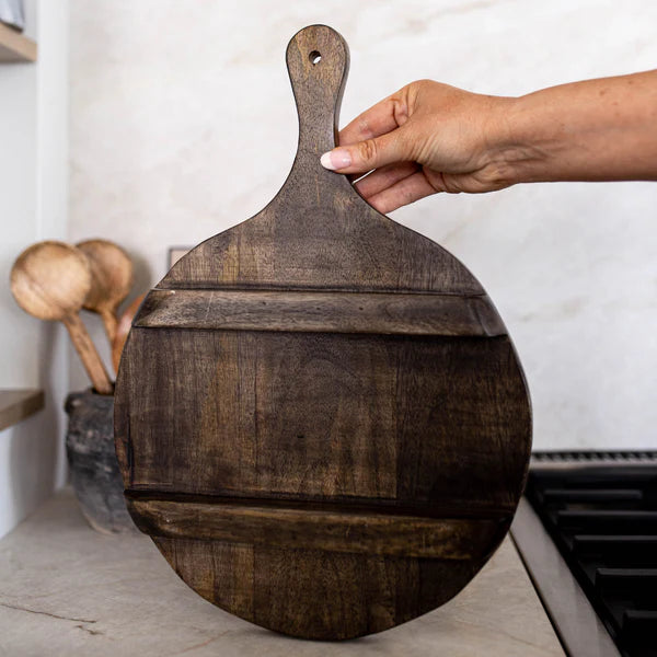 Wooden Earthy Platter 12"D with Handle