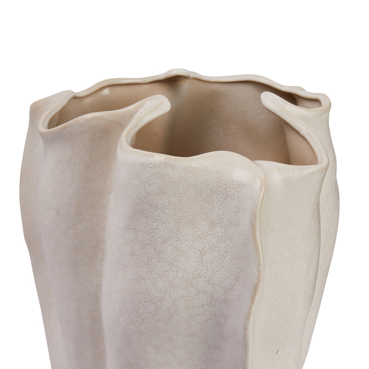 Stoneware Organic Shaped Vase, Matte Cream Color