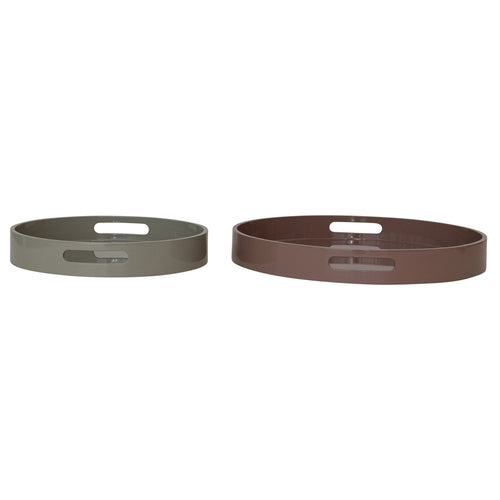 Brown MDF Lacquered Tray w/ Handles 18"D