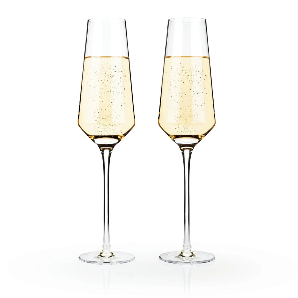 Viski Angled Crystal Champagne Flute S/2
