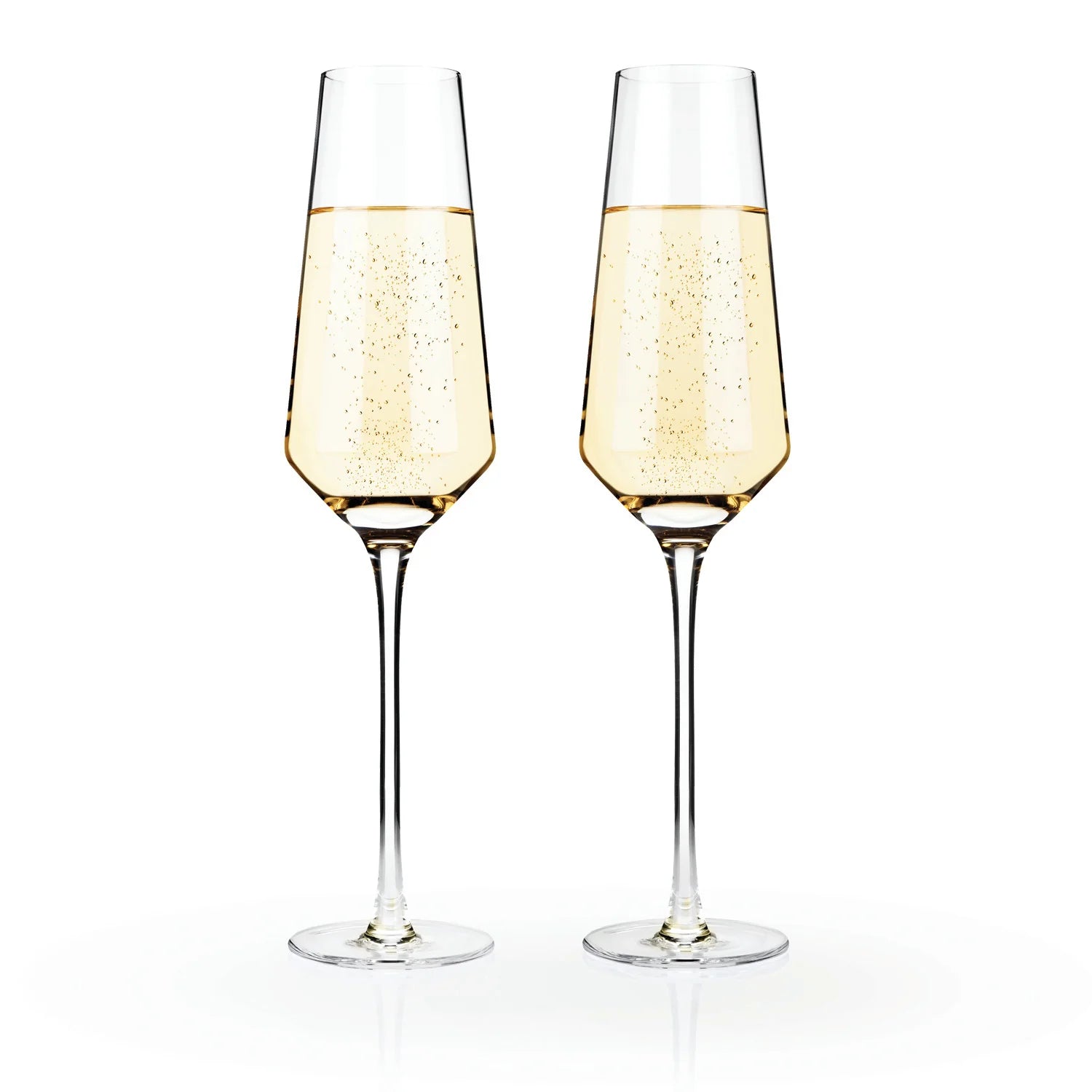 Viski Angled Crystal Champagne Flute S/2