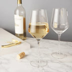 Viski Angled Crystal Chardonnay Glass S/2