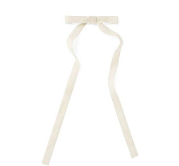 Deco thin bow with clip, beige