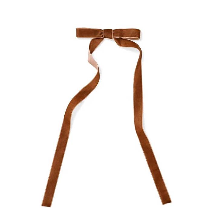 Deco thin bow with clip, brown