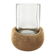 Wooden Glass Hurricane Medium