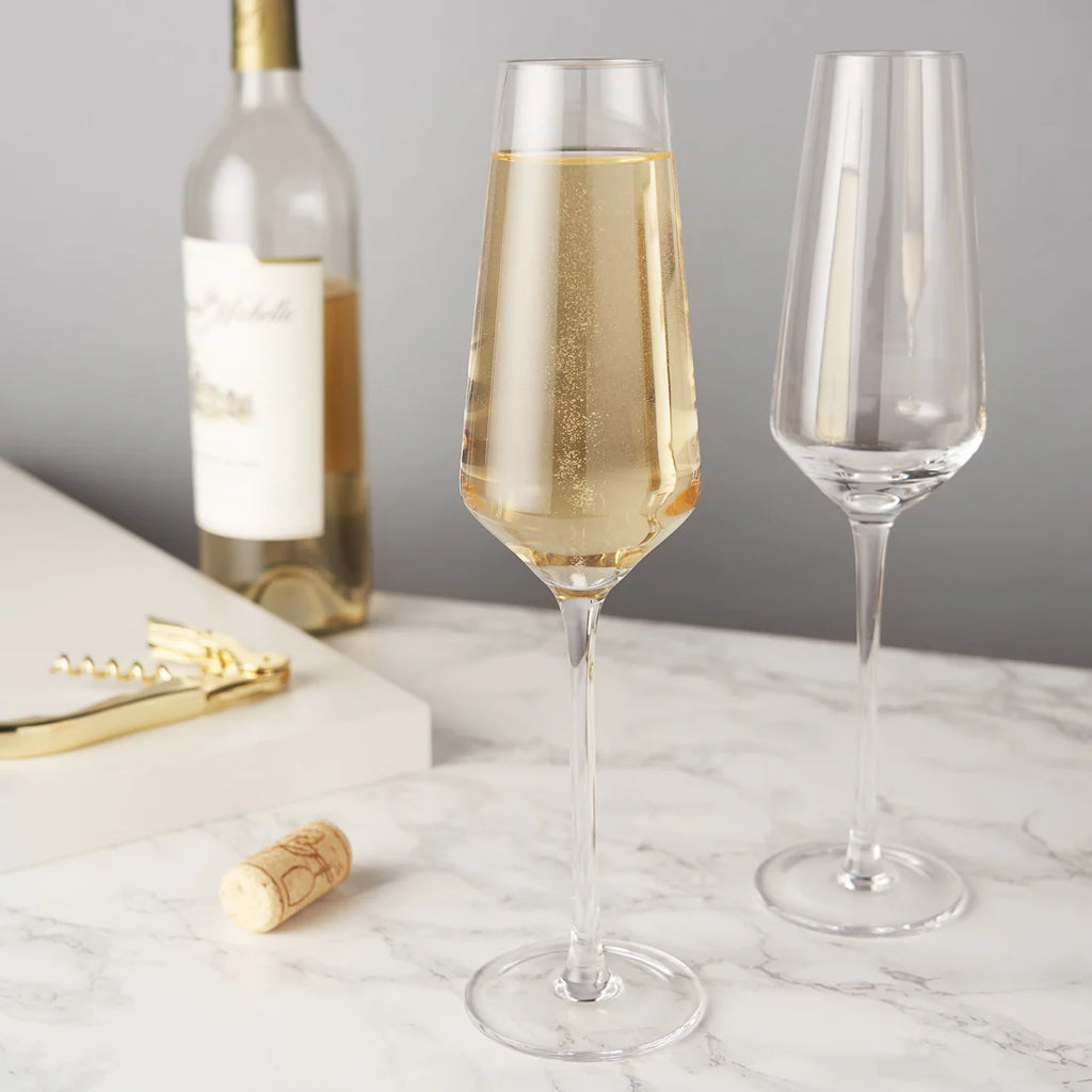 Viski Angled Crystal Champagne Flute S/2