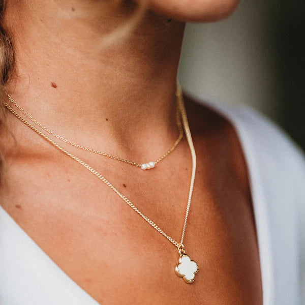 Glimmer Gold with Pearl Necklace Set by K'lani