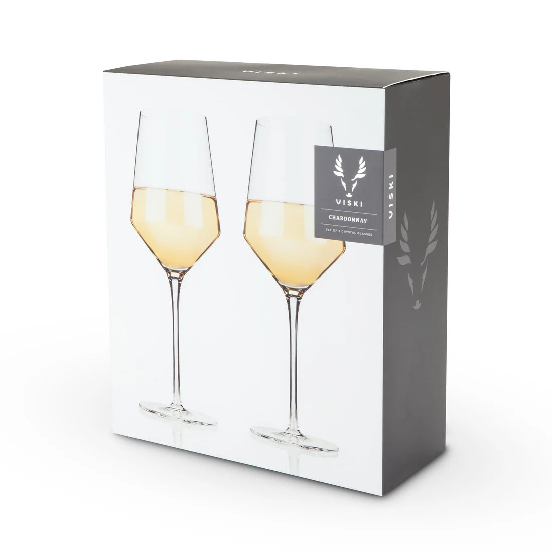 Viski Angled Crystal Chardonnay Glass S/2